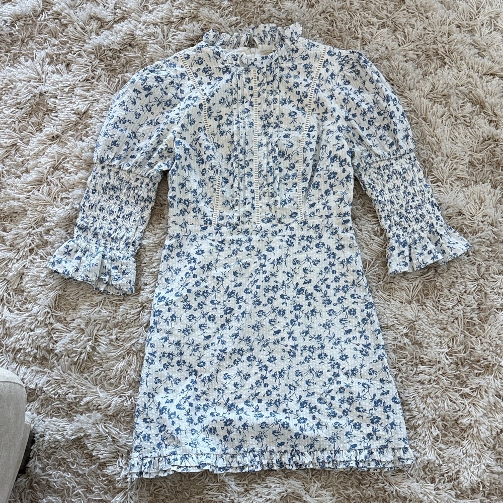 Laura Ashley x Urban Outfitters Blue and White Floral Dress